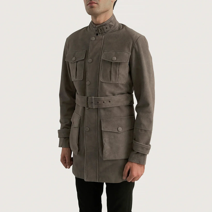 Dolf Grey Suede Läderjacka för Herr