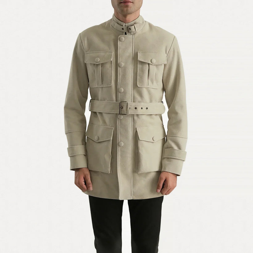 Dolf Off-White Suede Läderjacka för Herr