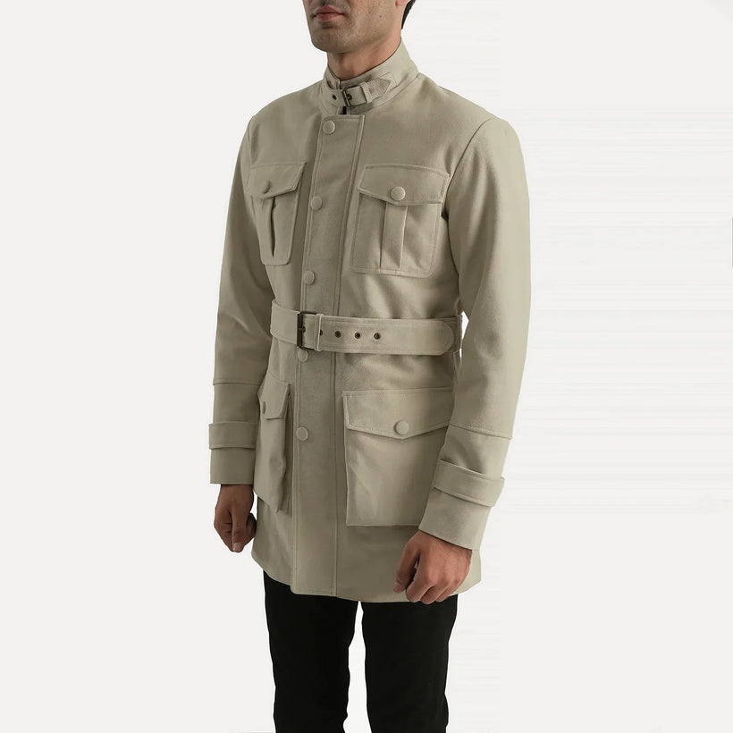Dolf Off-White Suede Läderjacka för Herr