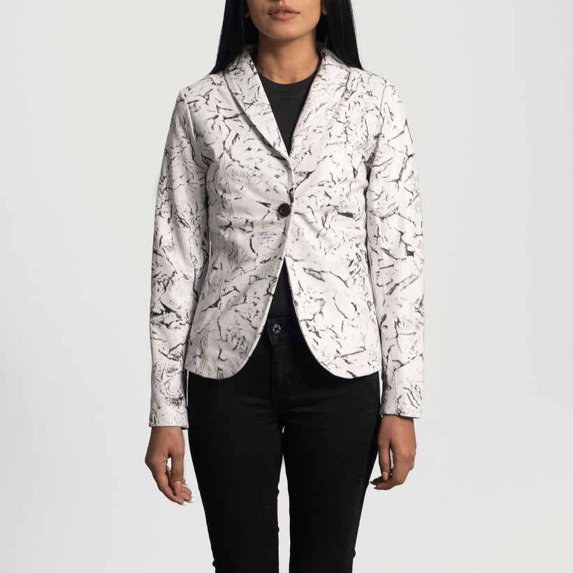 Donna Blake White Leather Blazer för Dam