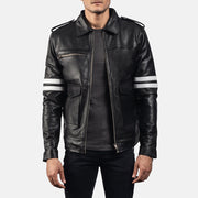 Dragonhide Svart Läderjacka för Herr - Lateral Side Profile View Showing Sleeve Cut &amp; Athletic Taper Fit
