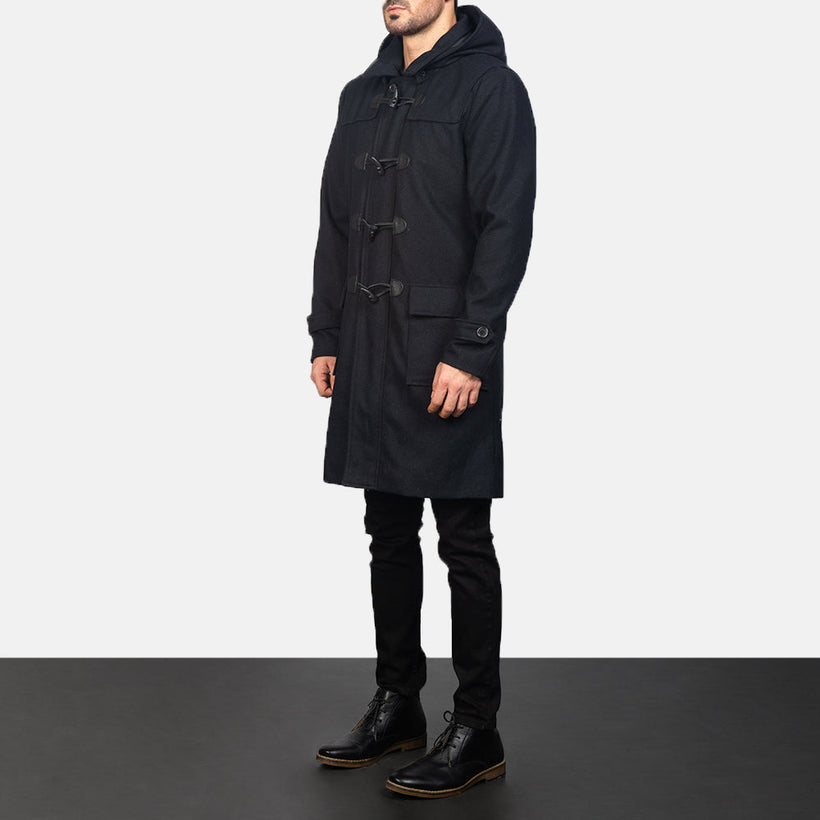 Drake Svart Wool Hooded Duffle Coat för Herr