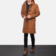 
Drake Khaki Wool Duffle Coat - Sidoprofil som visar ärmskärning