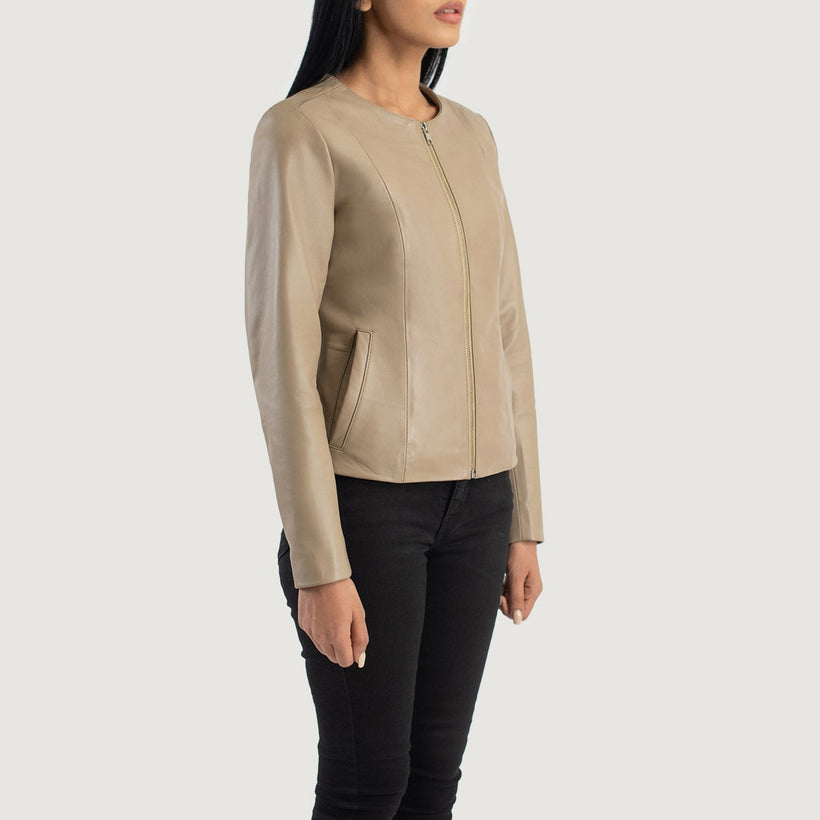 Elixir Collarless Läderjacka för Dam