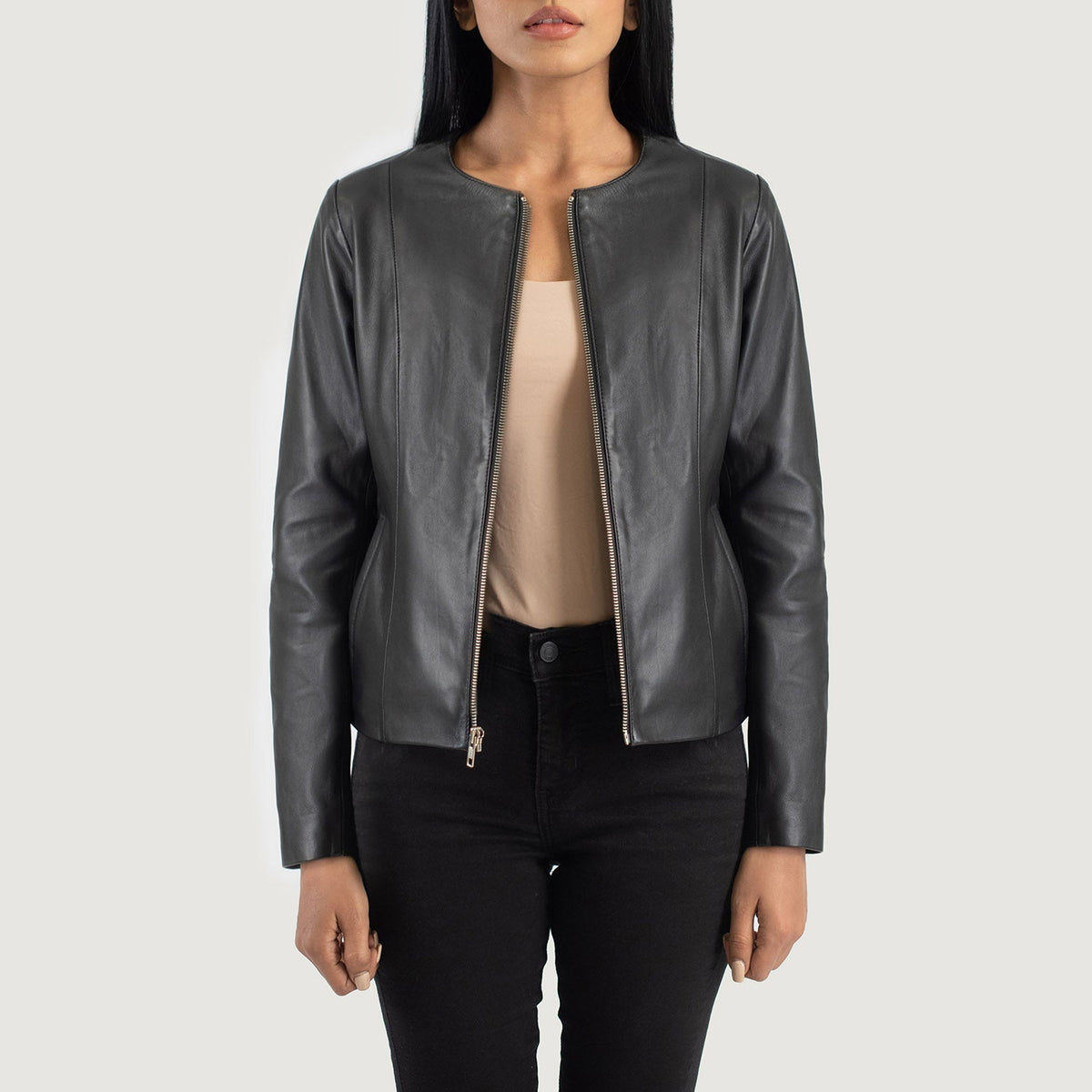 Elixir Collarless Läderjacka för Dam – alternate product view 1