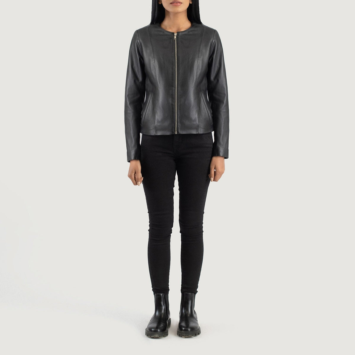 Elixir Collarless Läderjacka för Dam – alternate product view 3