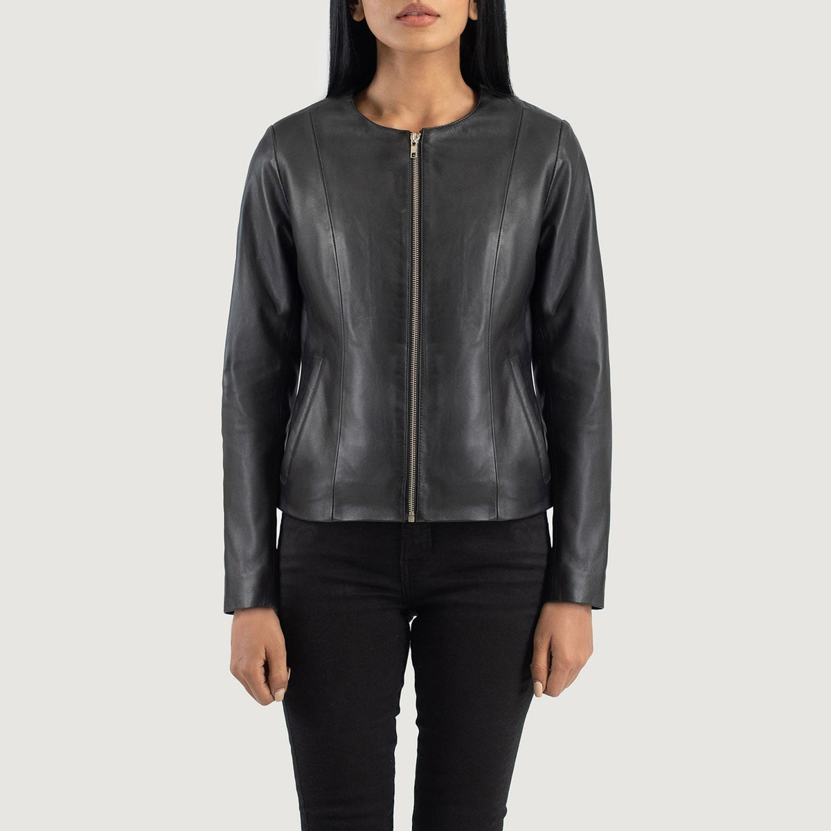 Elixir Collarless Läderjacka för Dam – alternate product view 4