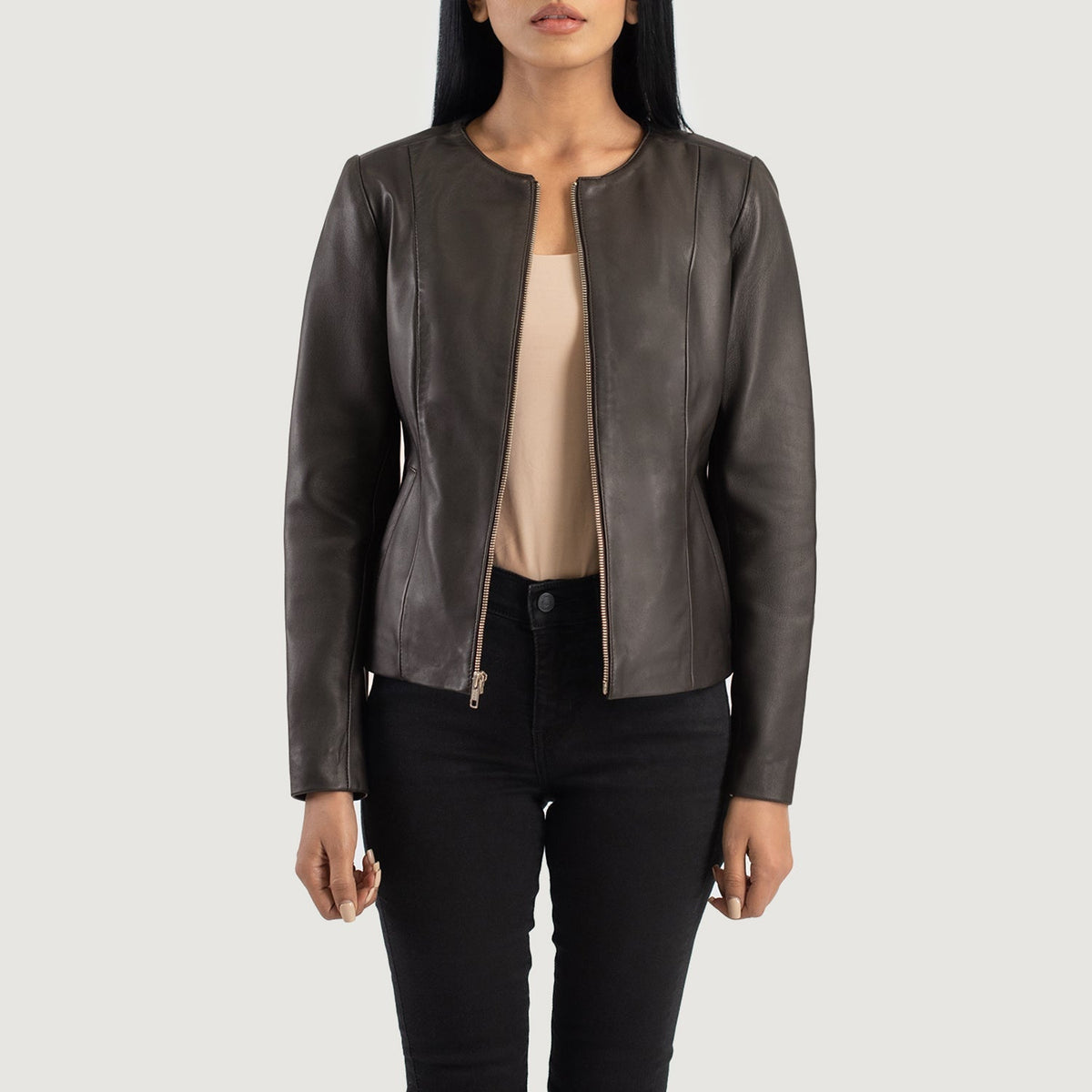 Elixir Collarless Läderjacka för Dam – alternate product view 1