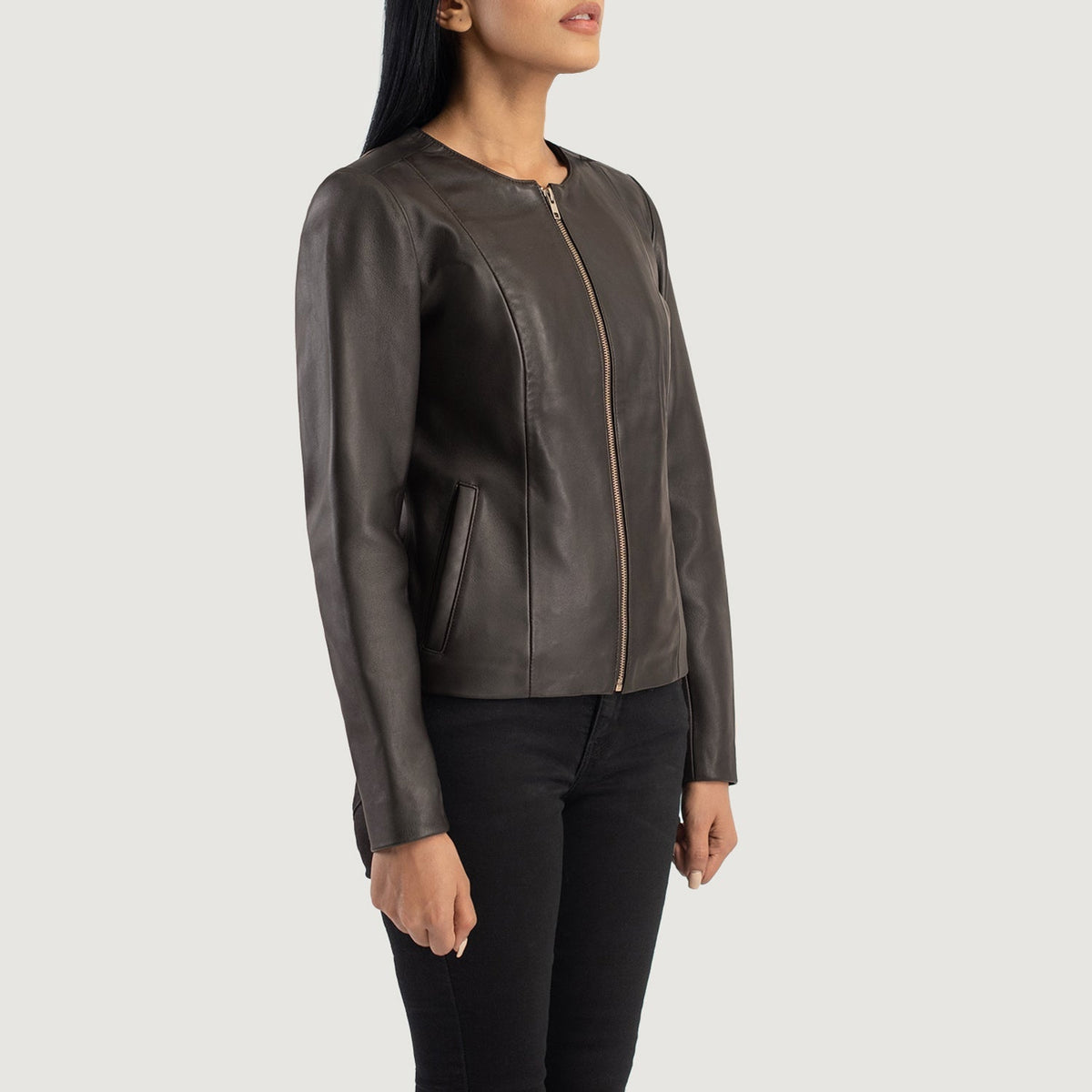 Elixir Collarless Läderjacka för Dam – alternate product view 2
