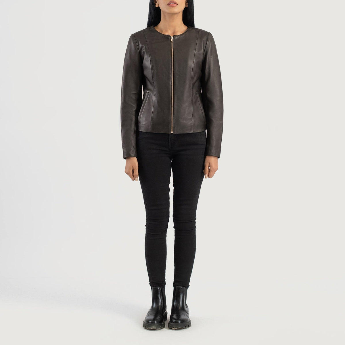 Elixir Collarless Läderjacka för Dam – alternate product view 3