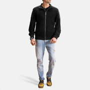 Men's Ethan Hybrid Suede Bomberjacka i Läder för Herr - Lateral Side Profile View Showing Sleeve Cut &amp; Athletic Taper Fit