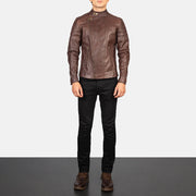 Faisor Mocha Bikerjacka i Läder för Herr – alternate product view 3