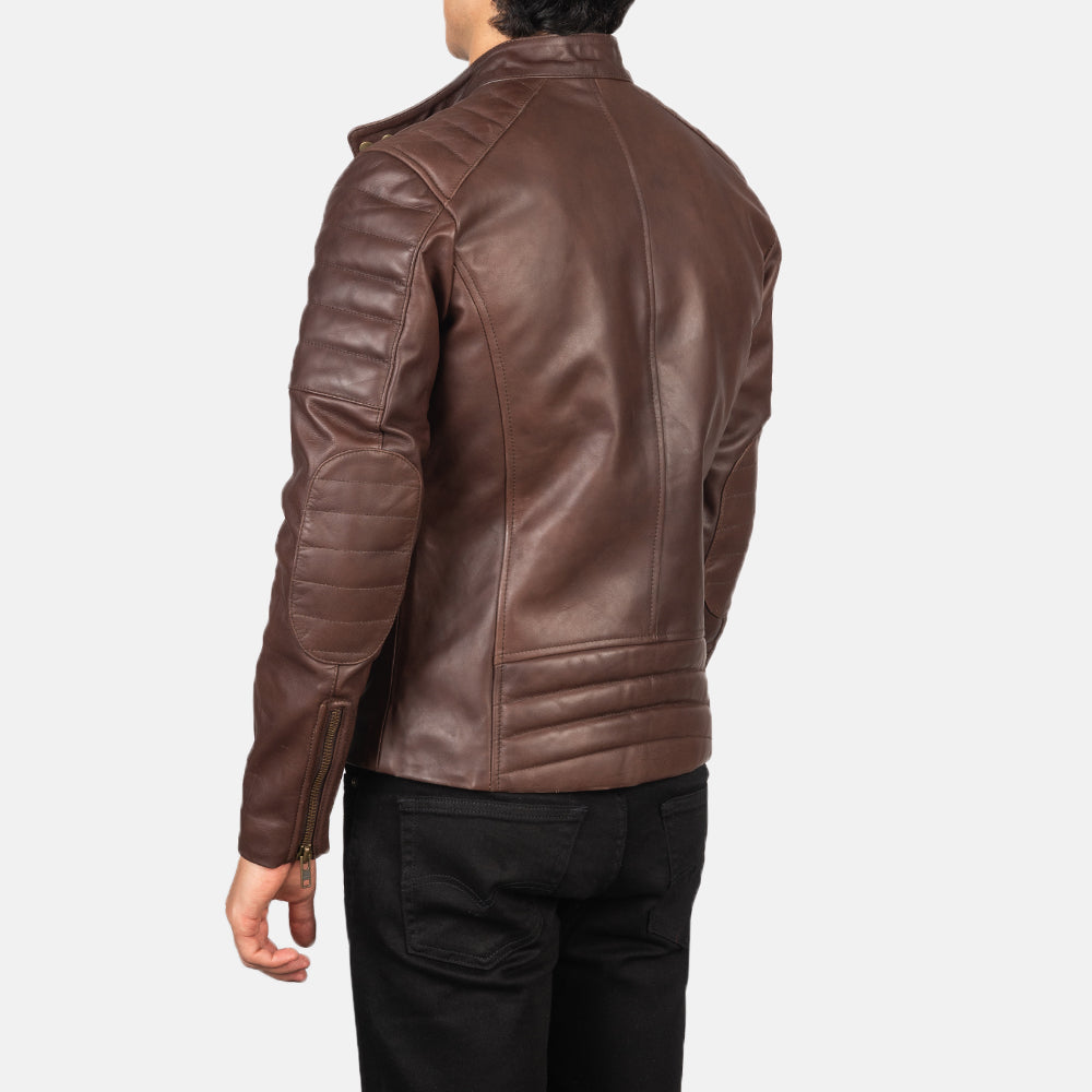 Faisor Mocha Bikerjacka i Läder för Herr – alternate product view 4