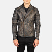 Faisor Mocha Bikerjacka i Läder för Herr – alternate product view 1