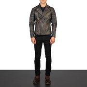 Faisor Mocha Bikerjacka i Läder för Herr – alternate product view 3