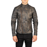 Faisor Mocha Bikerjacka i Läder för Herr – alternate product view 4