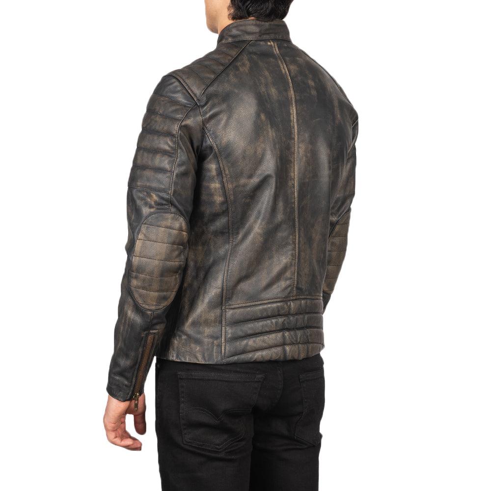 Faisor Mocha Bikerjacka i Läder för Herr – alternate product view 5