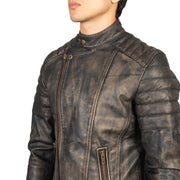 Faisor Mocha Bikerjacka i Läder för Herr – alternate product view 6
