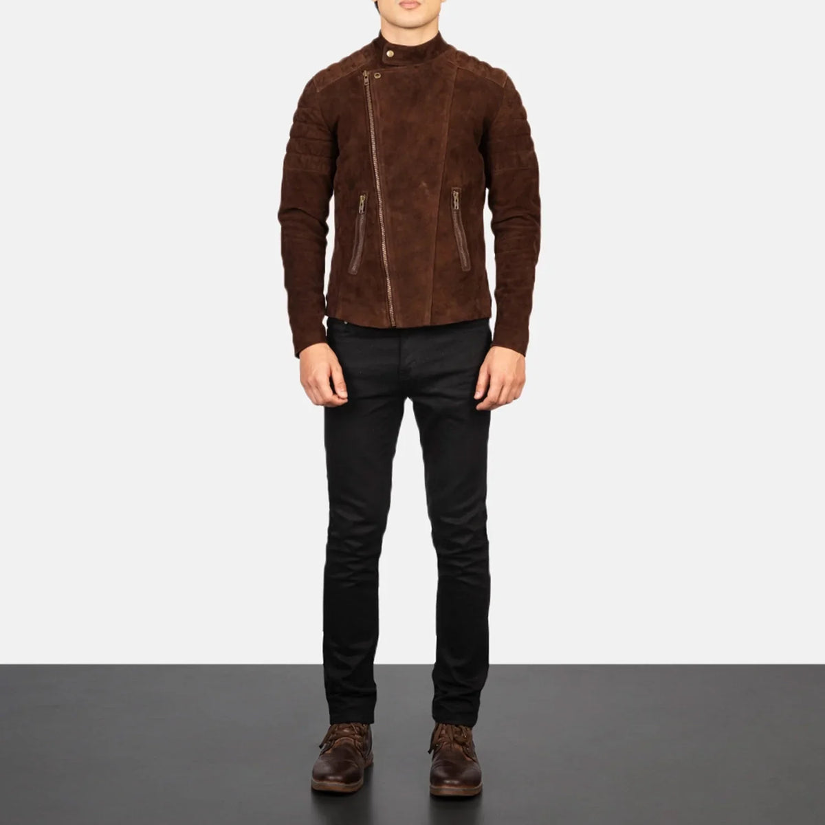 Faisor Mocha Bikerjacka i Läder för Herr – alternate product view 3