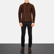 Faisor Mocha Bikerjacka i Läder för Herr – alternate product view 3