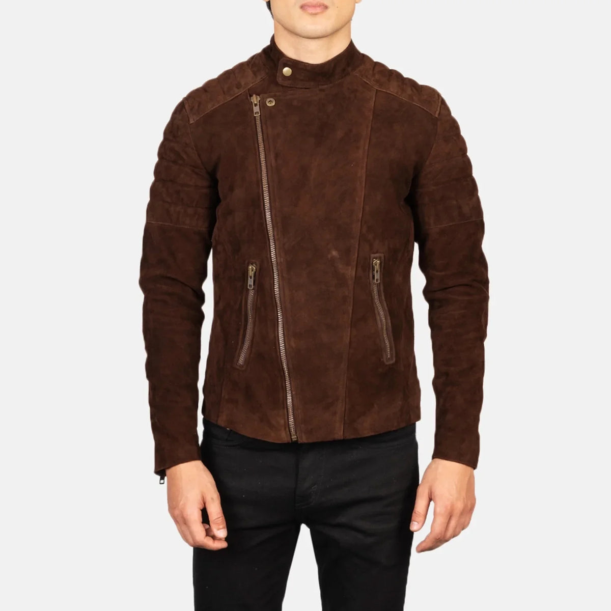 Faisor Mocha Bikerjacka i Läder för Herr – alternate product view 4