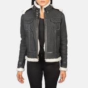 Fiona Hooded Shearling Läderjacka för Dam – alternate product view 1