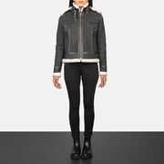 Fiona Hooded Shearling Läderjacka för Dam – alternate product view 3