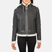 Fiona Hooded Shearling Läderjacka för Dam – alternate product view 4