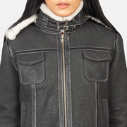 Fiona Hooded Shearling Läderjacka för Dam – alternate product view 6