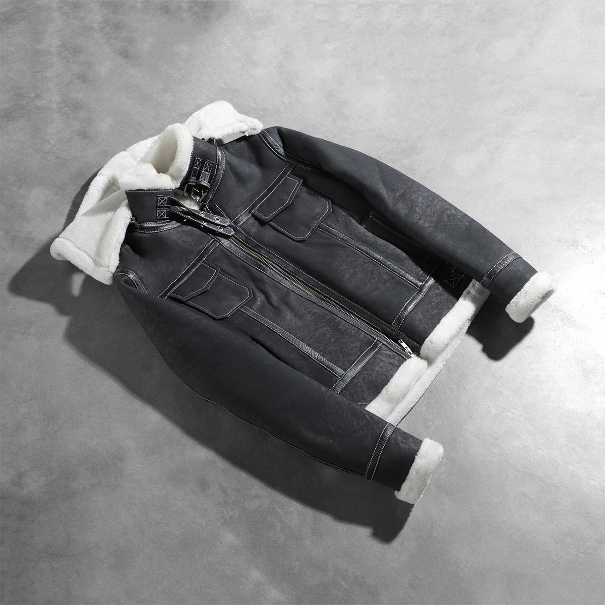 Fiona Hooded Shearling Läderjacka för Dam – alternate product view 7