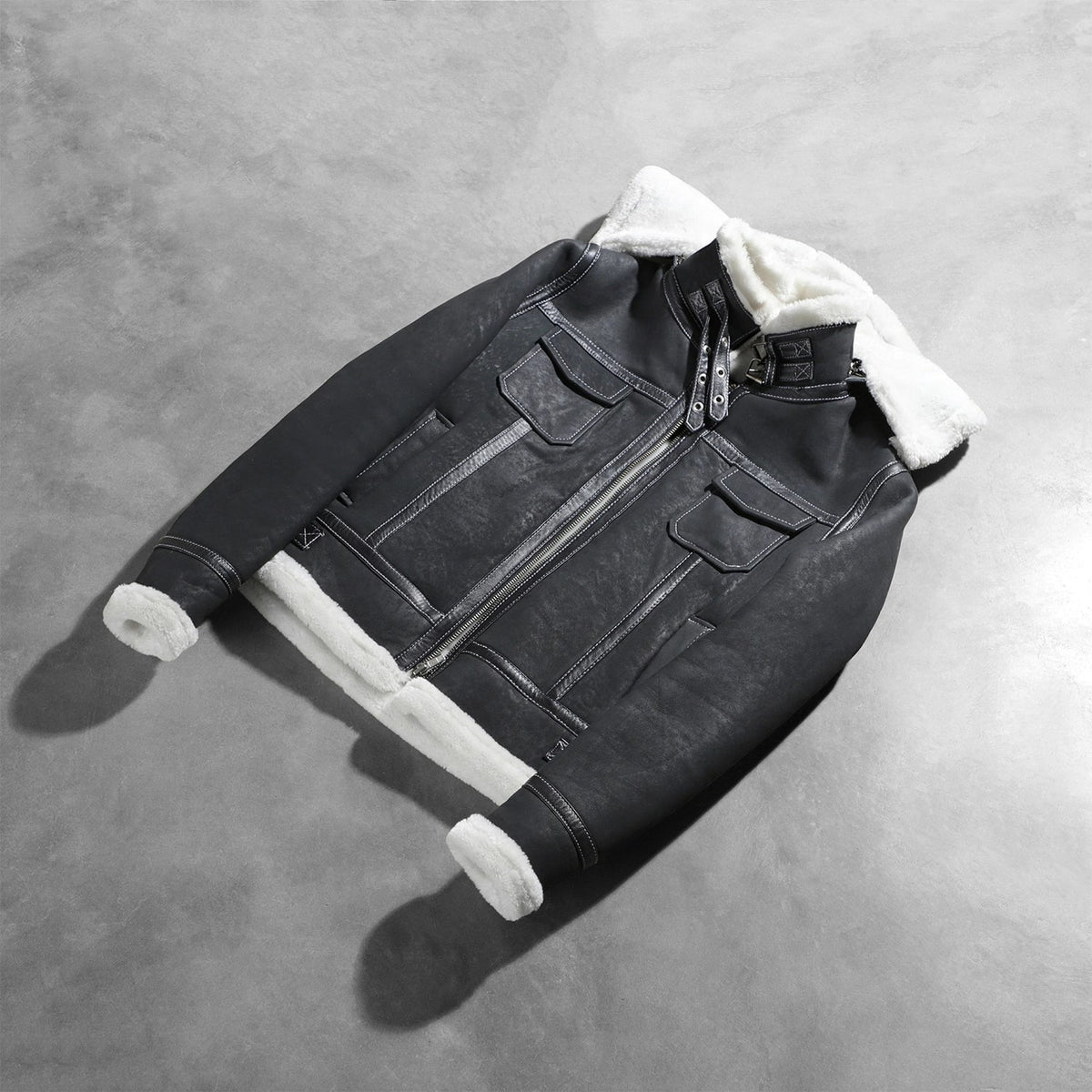Fiona Hooded Shearling Läderjacka för Dam – alternate product view 8