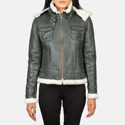 Fiona Hooded Shearling Läderjacka för Dam – alternate product view 1