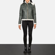 Fiona Hooded Shearling Läderjacka för Dam – alternate product view 2