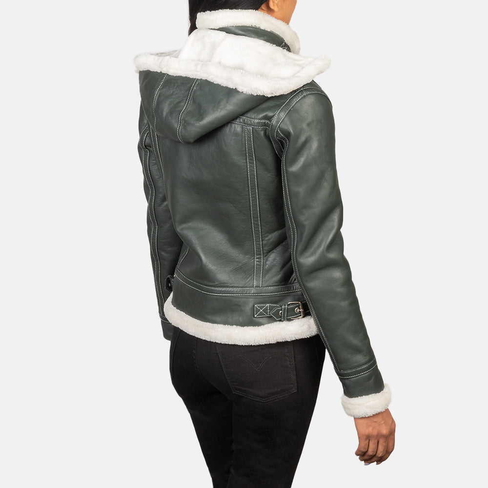 Fiona Hooded Shearling Läderjacka för Dam – alternate product view 5