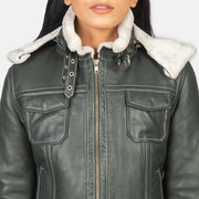 Fiona Hooded Shearling Läderjacka för Dam – alternate product view 6