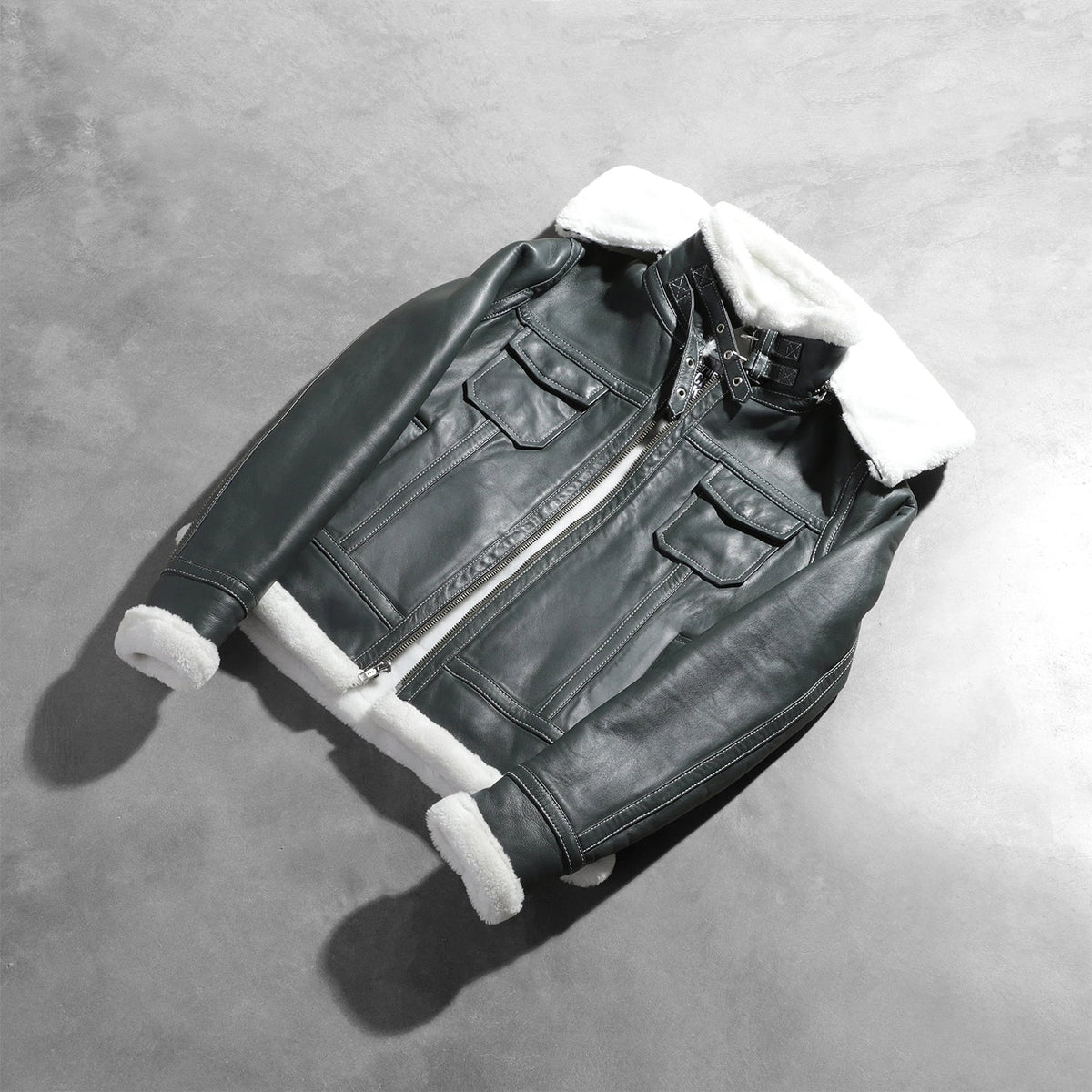 Fiona Hooded Shearling Läderjacka för Dam – alternate product view 7