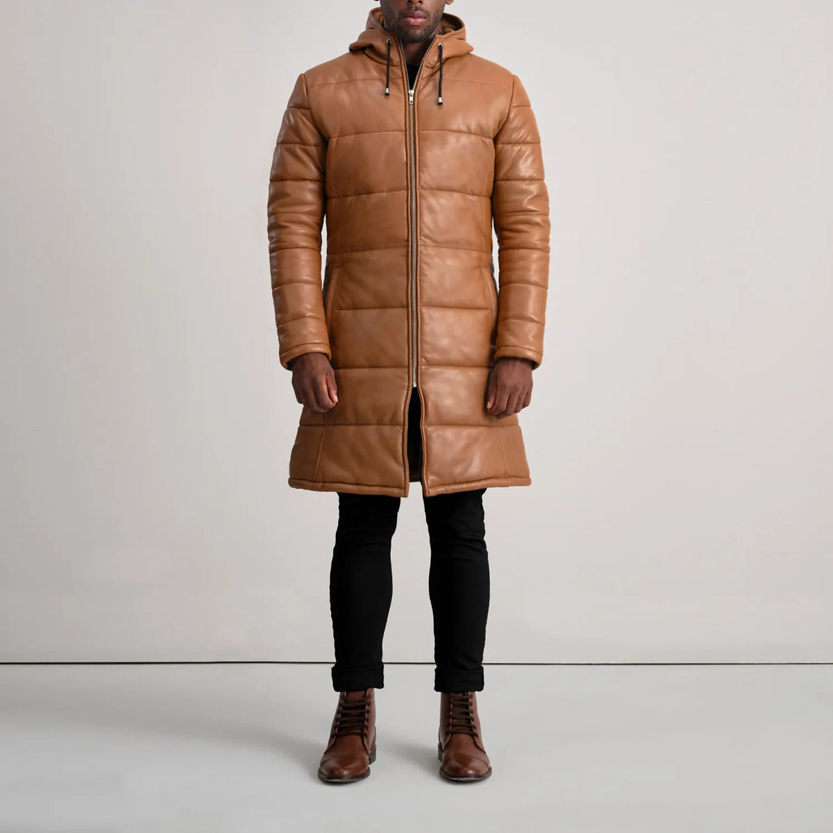 
Floyd Läderrock Ljusbrun Puffer Läderjacka för Herr – alternate product view 3