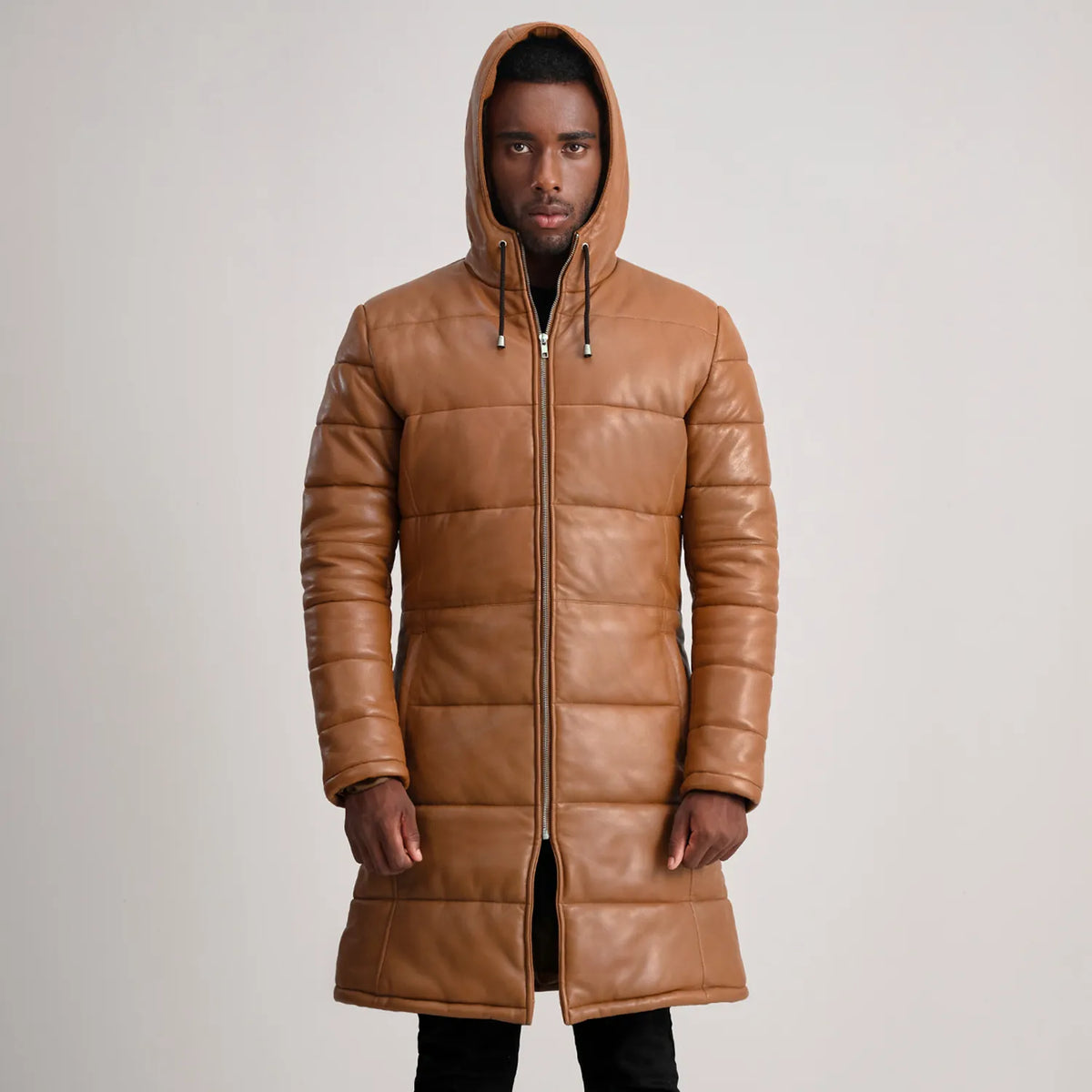 
Floyd Läderrock Ljusbrun Puffer Läderjacka för Herr – alternate product view 4