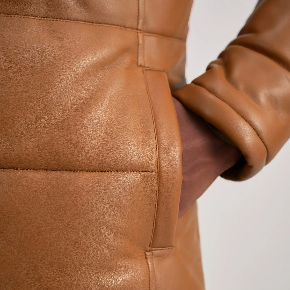 
Floyd Läderrock Ljusbrun Puffer Läderjacka för Herr – alternate product view 6