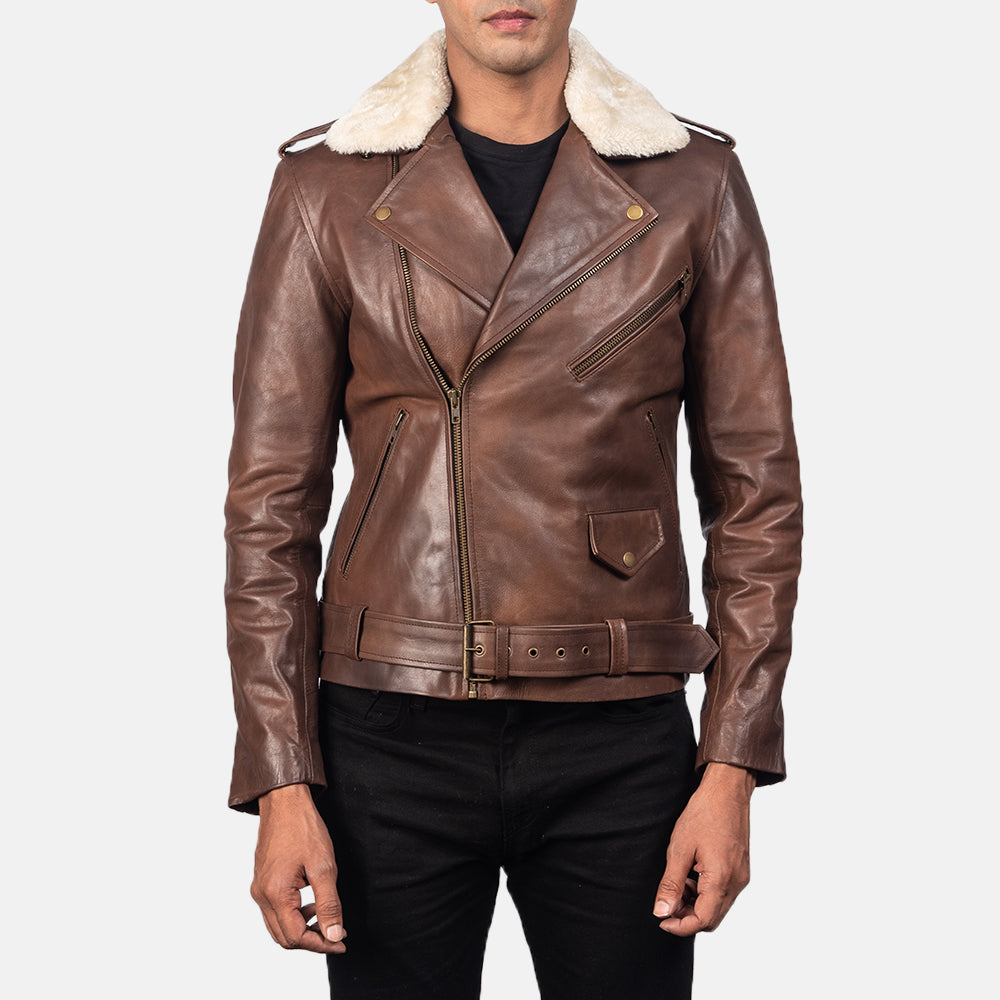 Furton Bikerjacka i Läder för Herr – alternate product view 3