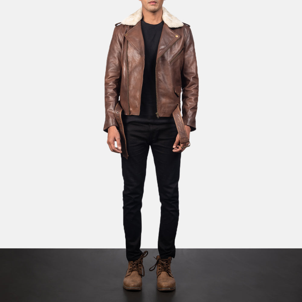 Furton Bikerjacka i Läder för Herr – alternate product view 4