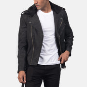 Furton Bikerjacka i Läder för Herr – alternate product view 4