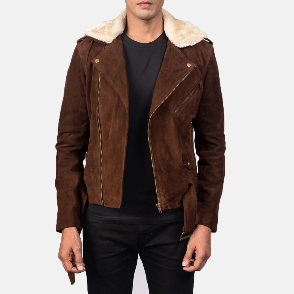 Furton Bikerjacka i Läder för Herr – alternate product view 1