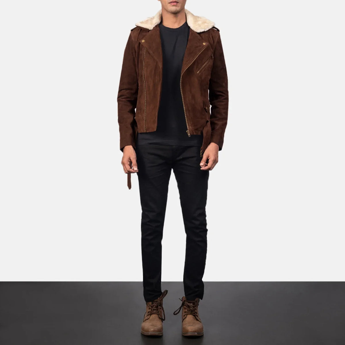 Furton Bikerjacka i Läder för Herr – alternate product view 3