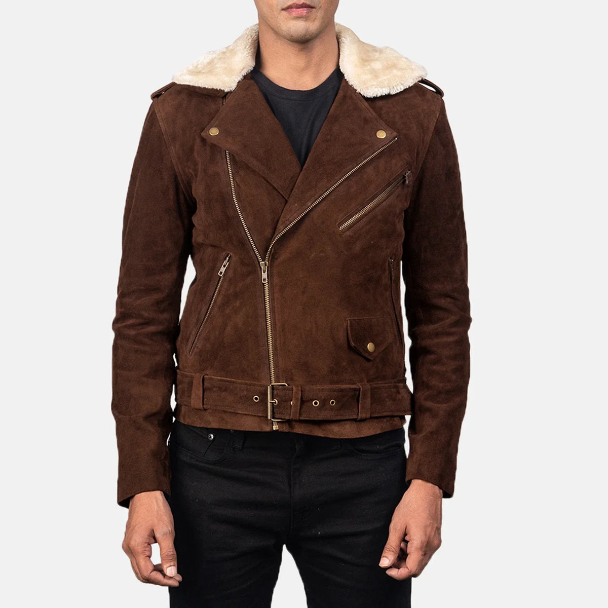 Furton Bikerjacka i Läder för Herr – alternate product view 4