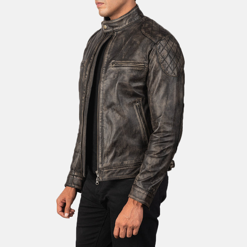 Gatsby Distressed Brun Läderjacka för Herr