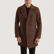 Men's Half Life Brun Leather Coat för Herr - Lateral Side Profile View Showing Sleeve Cut &amp; Athletic Taper Fit