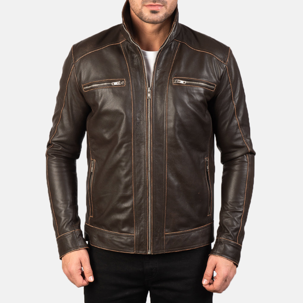 Hudson Bikerjacka i Läder för Herr – alternate product view 4