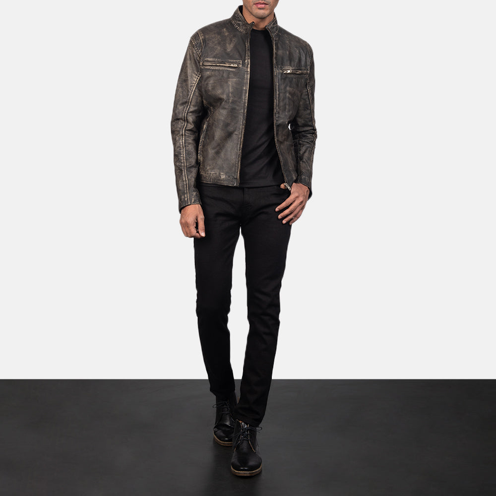 Ionic Bikerjacka i Läder för Herr – alternate product view 4