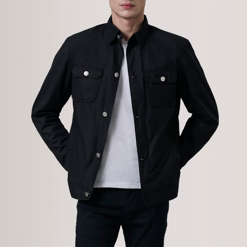 Irwin Svart Waxed Canvas Field Läderjacka för Herr